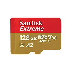 SanDisk Extreme microSDXC 128GB + SD Adapter + 1 year RescuePRO Deluxe up to 190MB/s & 90MB/s Read/Write speeds A2 C10 V30 UHS-I U3