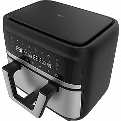 Heißluftfritteuse Cecofry Dual 9000 (schwarz/edelstahl, 2.850 Watt, Korb 9 Liter (teilbar in zwei 4,5 Liter Körbe))