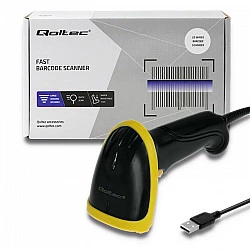 Qoltec 50867 barcode reader Handheld bar code reader 1D/2D Laser Black, Yellow