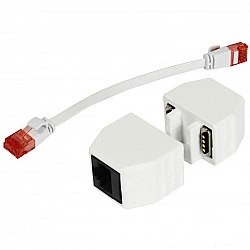 TP-TP Kupplung,CAT6A,Buchse,1:1 ,8-pol., RJ45, magnetische Sicherungskupplung, Abwurfbuchse, PoE fähig, bis zu 10GBit (ALL-RJ45-Magnet)