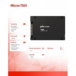 SSD Micron 7500 PRO 960GB U.3 (15mm) NVMe PCI 4.0 MTFDKCC960TGP-1BK1DABYYR (DWPD 1) TCG