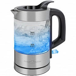 ProfiCook PC-WKS 1228 G electric kettle 0.5 L 1100 W Stainless steel, Transparent