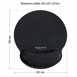 ∆Delock Ergonomisches Mauspad mit Handballenauflage schwarz 252x227 mm