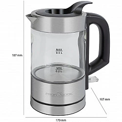 ProfiCook PC-WKS 1228 G electric kettle 0.5 L 1100 W Stainless steel, Transparent