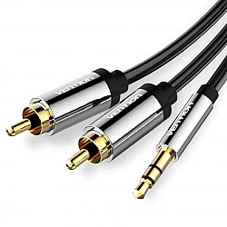 Vention 3.5mm Male to 2RCA Male Audio Cable 2M Black Metal Type