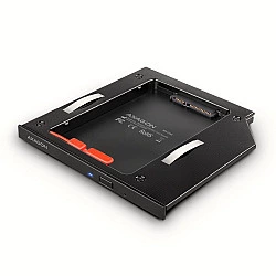 RSS-CD09 2.5 SSD/HDD caddy into DVD slot, 9.5 mm, LED, ALU