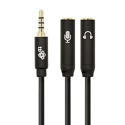 Kabel 3,5mm Mini Jack - 2x 3,5mm Mini Jack M/F adapter 30cm