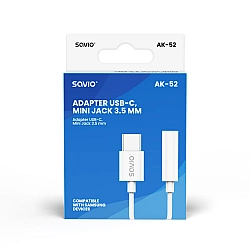 USB Type 3.1 C (M) – Jack 3.5mm (F) Audio adapter White SAVIO AK-52