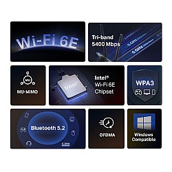 Mercusys AXE5400 Wi-Fi 6E Bluetooth 5.2 PCIe Adapter