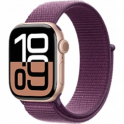 APPLE Watch Series 10 GPS 42mm Rose Gold Aluminium Case with Plum Sport Loop