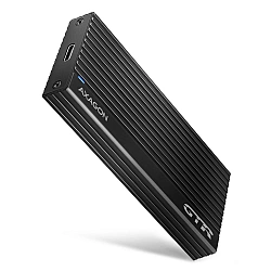 Superfast external AXAGON EEM2-GTR THIN RIB box with USB 3.2 Gen 2 interface is designed for NVMe (PCI-Express) M.2 SSD disks. The double-sided USB-C connector on the box together with the supplied USB-C -> USB-C cable enables a reliable connection t
