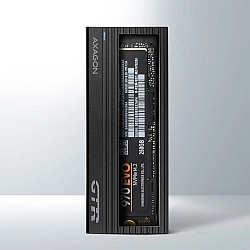 Superfast external AXAGON EEM2-GTR THIN RIB box with USB 3.2 Gen 2 interface is designed for NVMe (PCI-Express) M.2 SSD disks. The double-sided USB-C connector on the box together with the supplied USB-C -> USB-C cable enables a reliable connection t