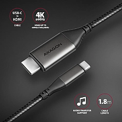 RVC-HI2MC Adapter aktywny USB-C -> HDMI 2.0 4K/60Hz Aluminum, 1.8m kabel