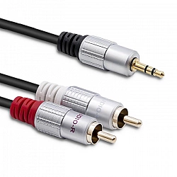 Kabel 2xRCA / Mini Jack 3.5mm 3m czarny