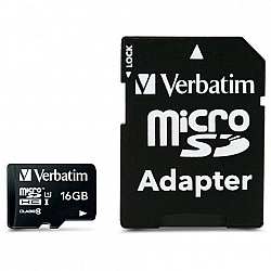 Verbatim microSDHC Speicherkarte 16 GB UHS-I Premium Class 10 + SD Adapter