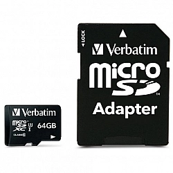 Verbatim microSDXC Speicherkarte 64 GB UHS-I Pro Class 10 + SD Adapter