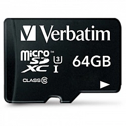Verbatim microSDXC Speicherkarte 64 GB UHS-I Pro Class 10 + SD Adapter