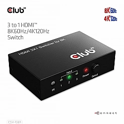 VIDEO SWITCH HDMI 3PORT/CSV-1381 CLUB3D
