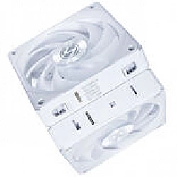 White wireless Lian Li UNI FAN 3-pack fan, 120mm