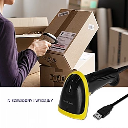 Qoltec 50860 Wired Laser Barcode Scanner 1D | USB