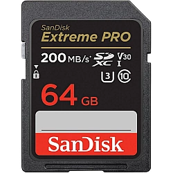 SanDisk Extreme PRO 64GB SDXC Memory Card + 2 years RescuePRO Deluxe up to 200MB/s & 90MB/s Read/Write speeds, UHS-I, Class 10, U3, V30