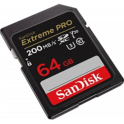 SanDisk Extreme PRO 64GB SDXC Memory Card + 2 years RescuePRO Deluxe up to 200MB/s & 90MB/s Read/Write speeds, UHS-I, Class 10, U3, V30
