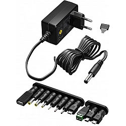 Universal-Netzteil, 36 Watt schwarz, 5V - 15V, max. 2,4A, inkl. 11 Adapter