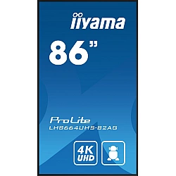 IIYAMA LH8664UHS-B2AG 86inch 3840x2160 UHD IPS panel Haze 25perc 500cd/m2 Landscape and Portrait Speakers 2x10W 3xHDMI USB 2.0