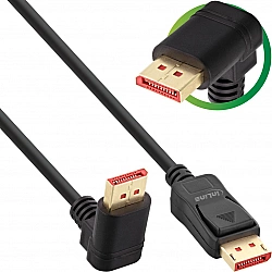 InLine DisplayPort 1.4 Kabel - 8K4K - nach oben gewinkelt - schwarz/gold - 2m