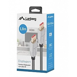 Lanberg CA-DPDP-20CU-0018-BK DisplayPort cable 1.8 m Black Silver (CA-DPDP-20CU-0018-BK)