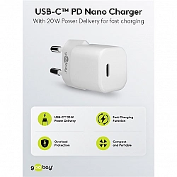 Goobay USB-C PD GaN Fast Charger Nano (20 W), White
