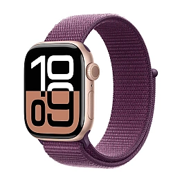 APPLE Watch Series 10 GPS 42mm Rose Gold Aluminium Case with Plum Sport Loop
