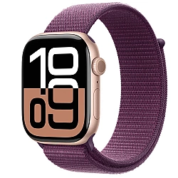 APPLE Watch Series 10 GPS 46mm Rose Gold Aluminium Case with Plum Sport Loop