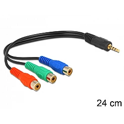 DeLOCK - Audio- - Videokabel - 3 x Cinch (W) - 1 x Klinke 3,5 mm (M) - 24cm - schwarz (62499)