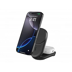 Belkin UltraCharge - Kabelloses Ladegerät - 2-in-1, Qi2, magnetisch, faltbar + AC-Netzteil - 25 Watt - Fast Charge (24 pin USB-C) (WIZ039KQBK)