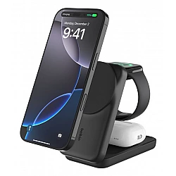 Belkin UltraCharge - Kabelloses Ladegerät - 3-in-1, magnetisch, faltbar, mit Qi2 + AC-Netzteil