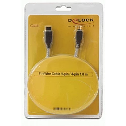 DeLOCK - IEEE 1394-Kabel - 9 PIN FireWire 800 (M) - FireWire, 4-polig (M) - 1,0m (IEEE 1394b) (82588)
